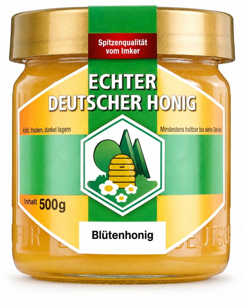 Glas Blütenhonig, 500 g, echter deutscher Honig